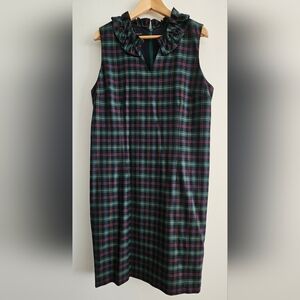 Talbots Split Neck Tartan Shift Dress Size 16